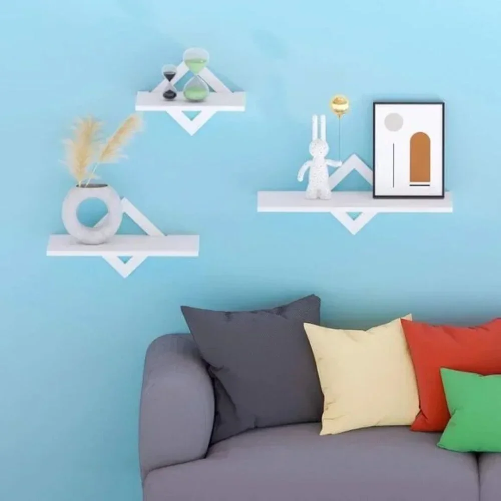 Wall Shelves Set of 3, Wall Mounted Shelves - White